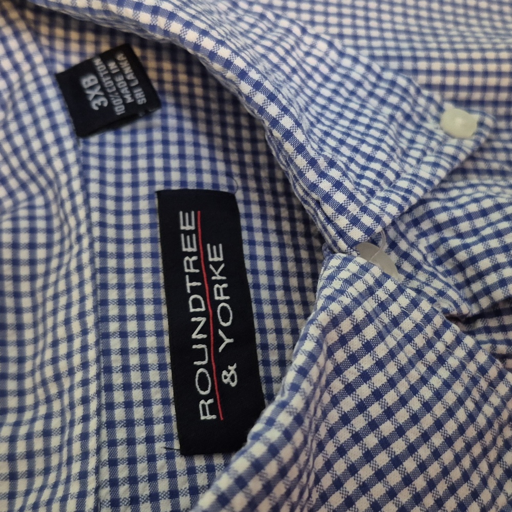 Roundtree & Yorke Men's Blue Gingham Shirt Size 3XB